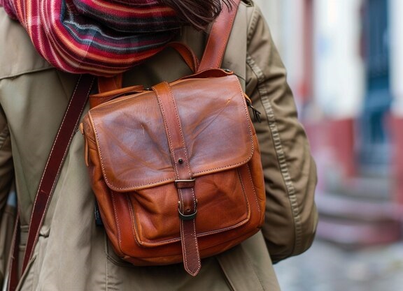 Sac à dos en cuir artisanal pour femme